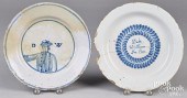 TWO DELFTWARE DUKE WILLIAM PLA