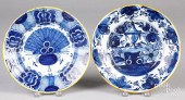 TWO DELFTWARE PLATES, 18TH C.T