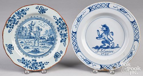 TWO DELFTWARE PLATESTwo Delftware