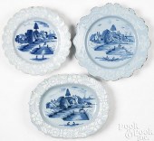 TWO DELFTWARE SCALLOPED RIM PL