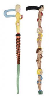 TWO DENZIL GOODPASTER FOLK ART