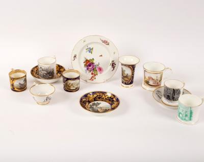 Two Derby cups and saucers, On