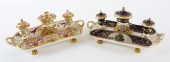 TWO DERBY PORCELAIN INKSTANDS