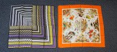 TWO DESIGNER SILK SCARVES, EAC