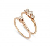 TWO DIAMOND AND 14K GOLD RINGS