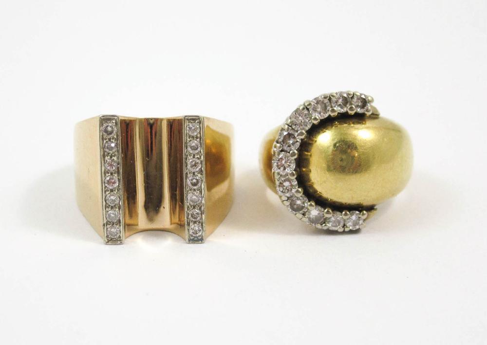 TWO DIAMOND AND EIGHTEEN KARAT