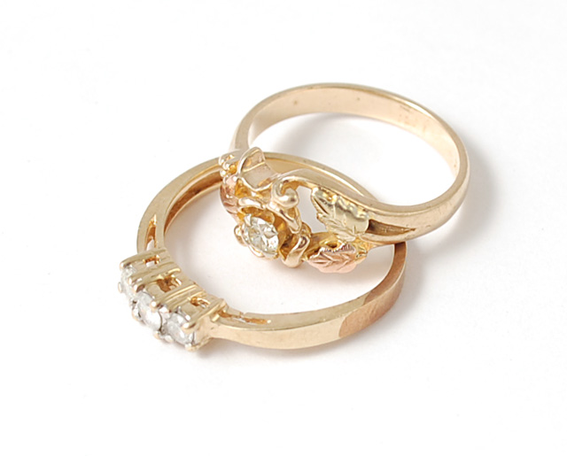 TWO DIAMOND AND TEN KARAT GOLD