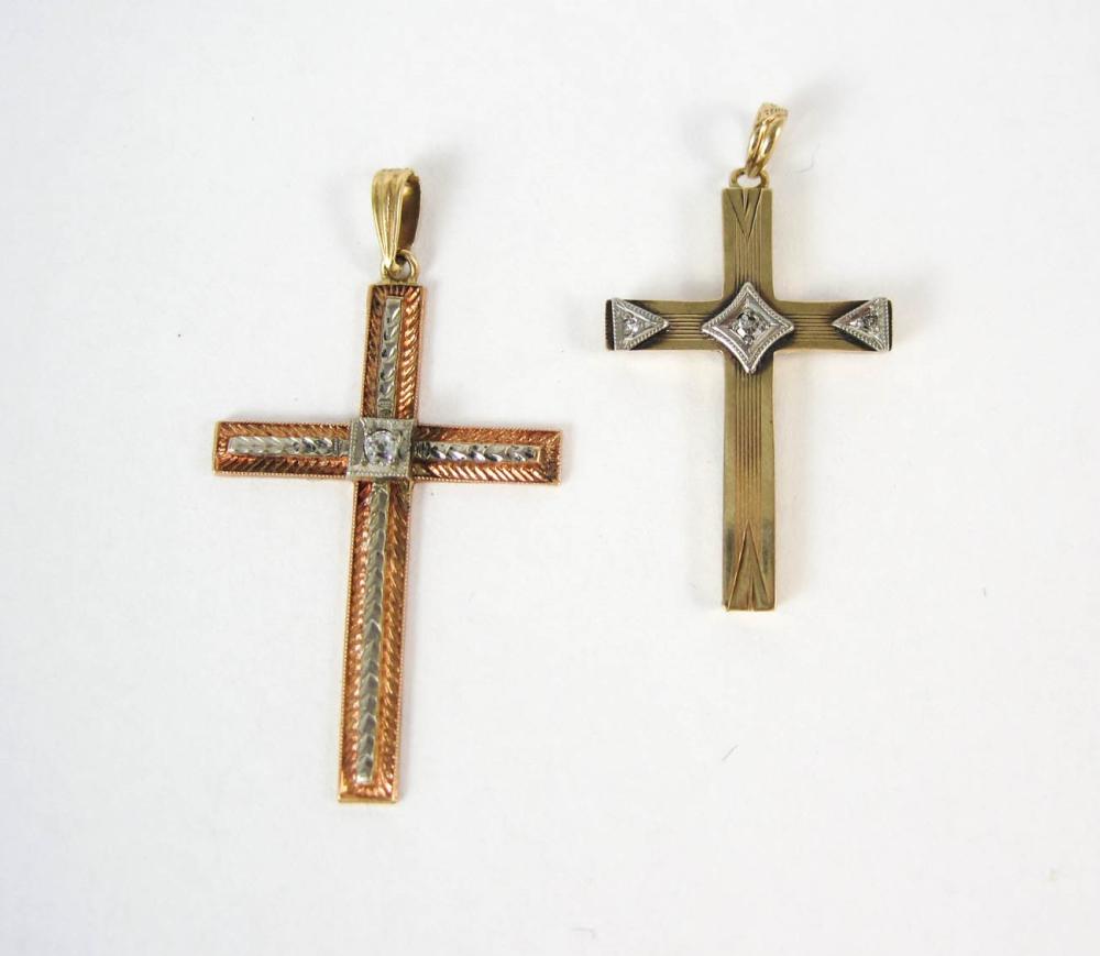 TWO DIAMOND AND TEN KARAT GOLD