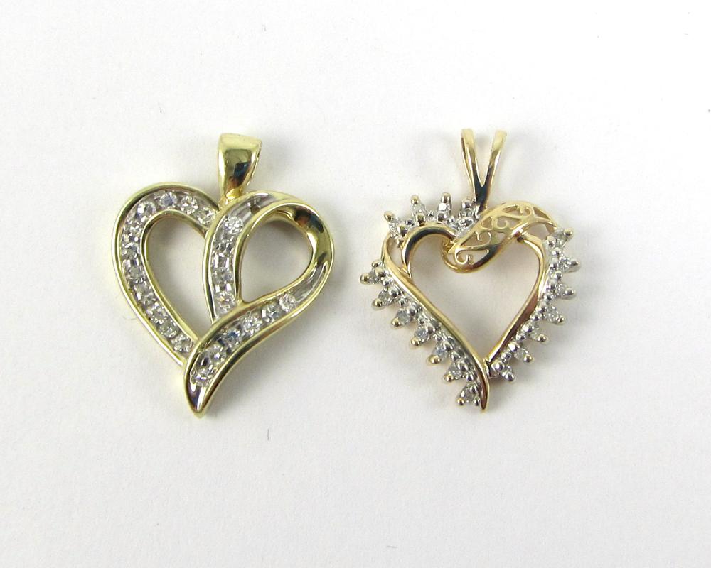 TWO DIAMOND AND YELLOW GOLD HEART