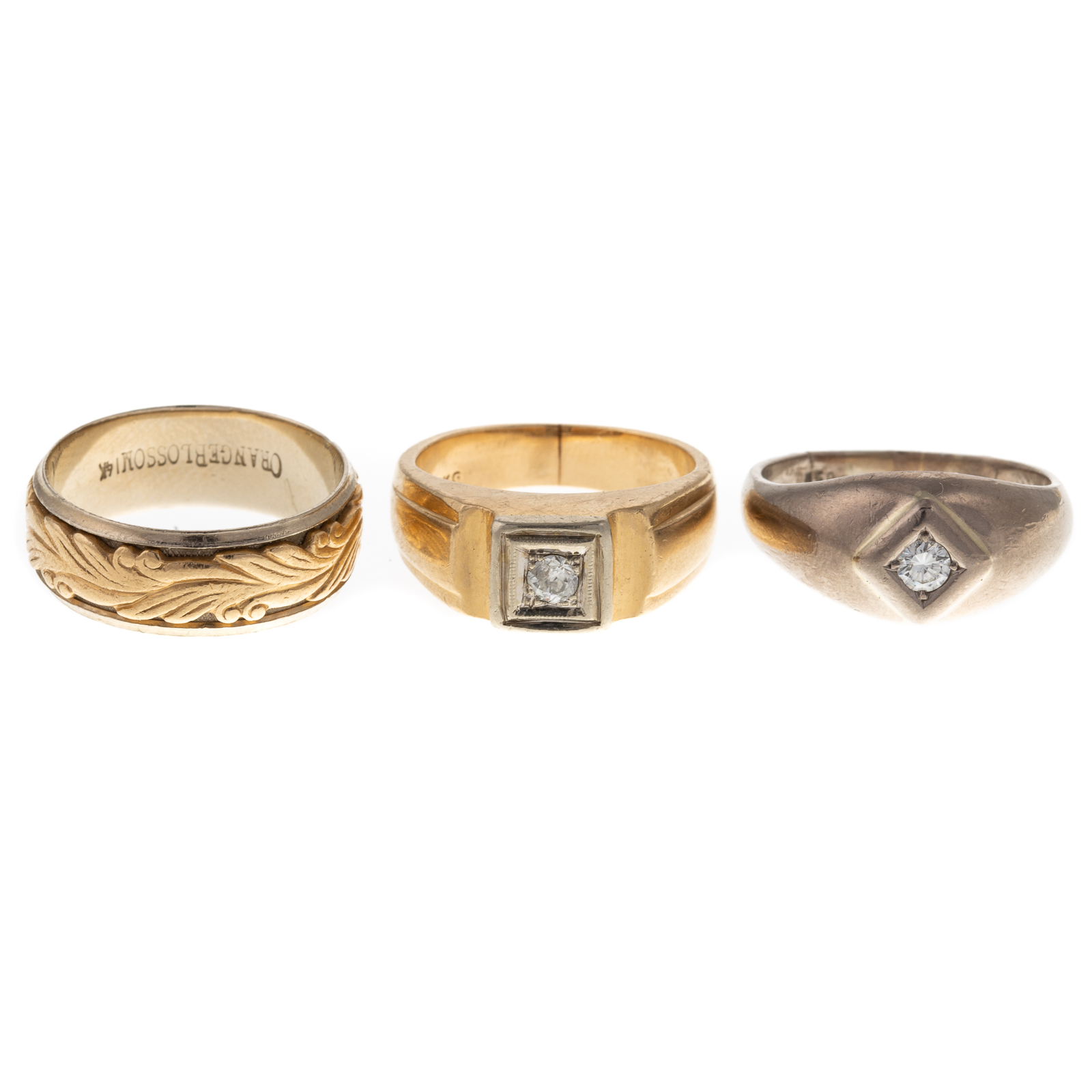 TWO DIAMOND RINGS & WEDDING BAND IN