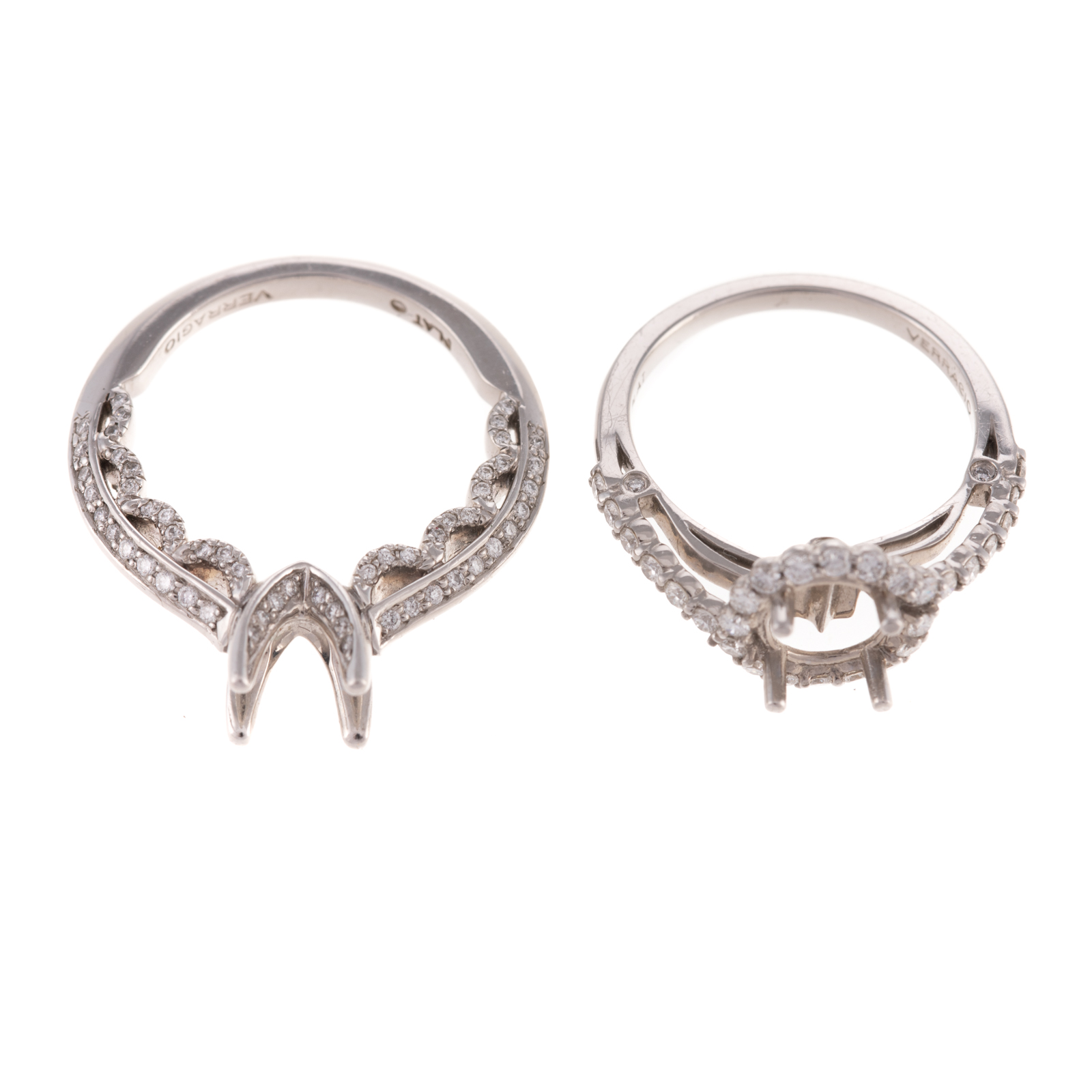 TWO DIAMOND SEMI-MOUNTS IN PLATINUM