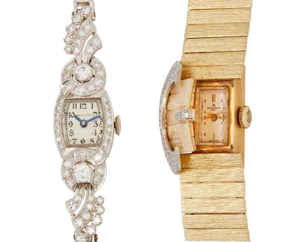 TWO DIAMOND WRISTWATCHESTwo diamond