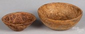 TWO DIMINUTIVE BURL BOWLS, ONE