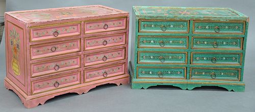 TWO DIMINUTIVE PAINT DECORATED