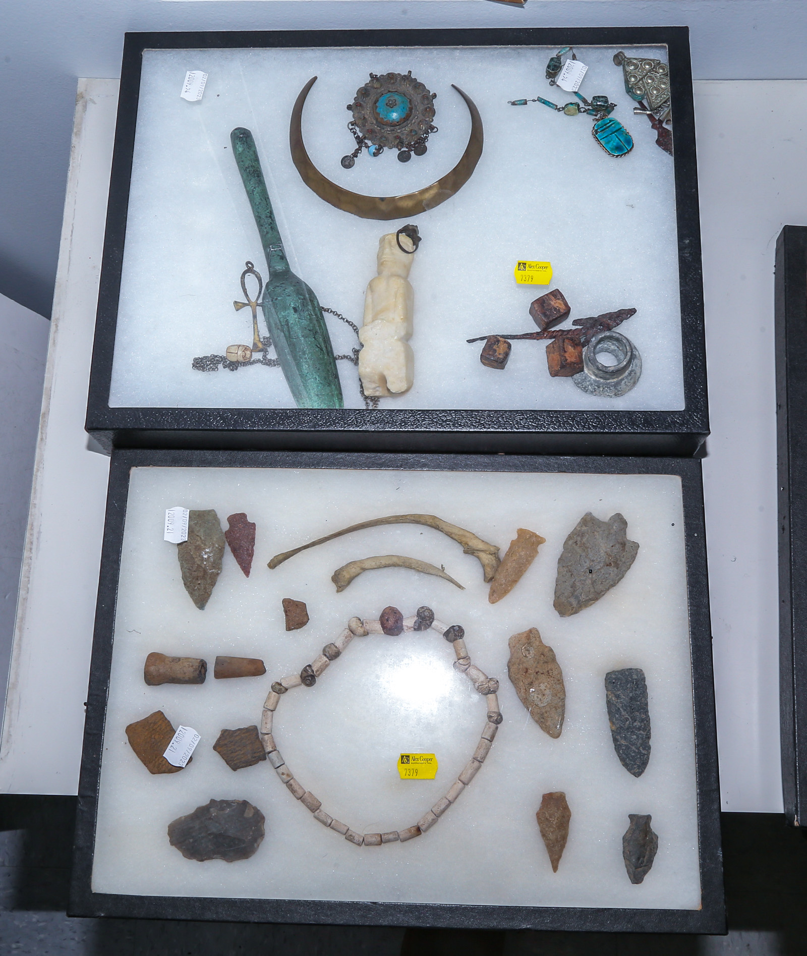 TWO DISPLAY BOXES OF ANCIENT