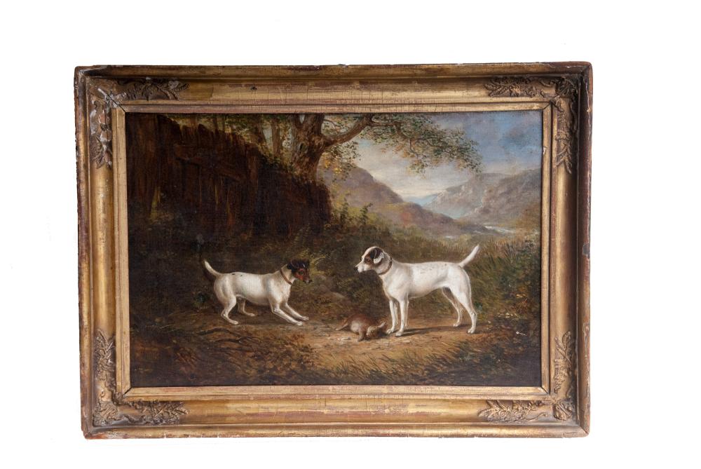 TWO DOGSoil on canvas; relined