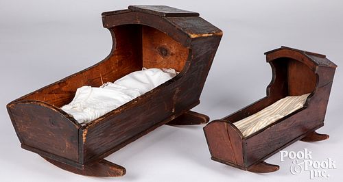 TWO DOLL CRADLES, 19TH C.Two doll
