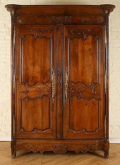 TWO DOOR FRENCH CARVED OAK ARM