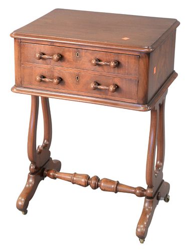 TWO DOOR MAHOGANY SIDE TABLE ON