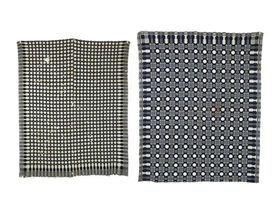 TWO DOUBLE WEAVE COVERLETS.   