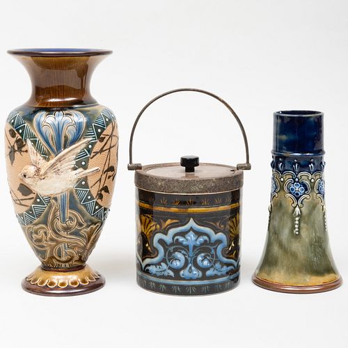 TWO DOULTON GLAZED EARTHENWARE