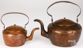 TWO DOVETAILED COPPER KETTLES,