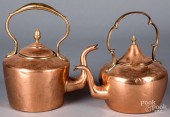 TWO DOVETAILED COPPER KETTLES,