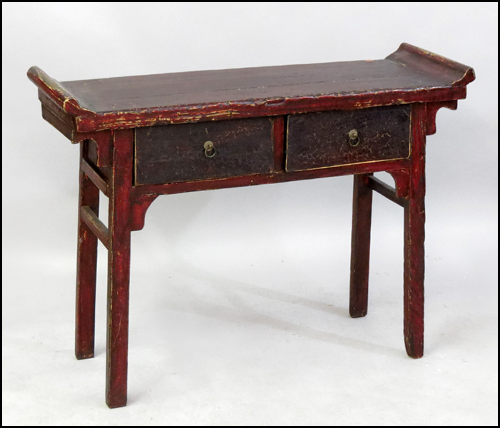 TWO DRAWER ALTAR TABLE. H: 32''