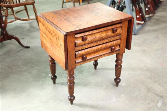 TWO DRAWER DROP LEAF STAND.