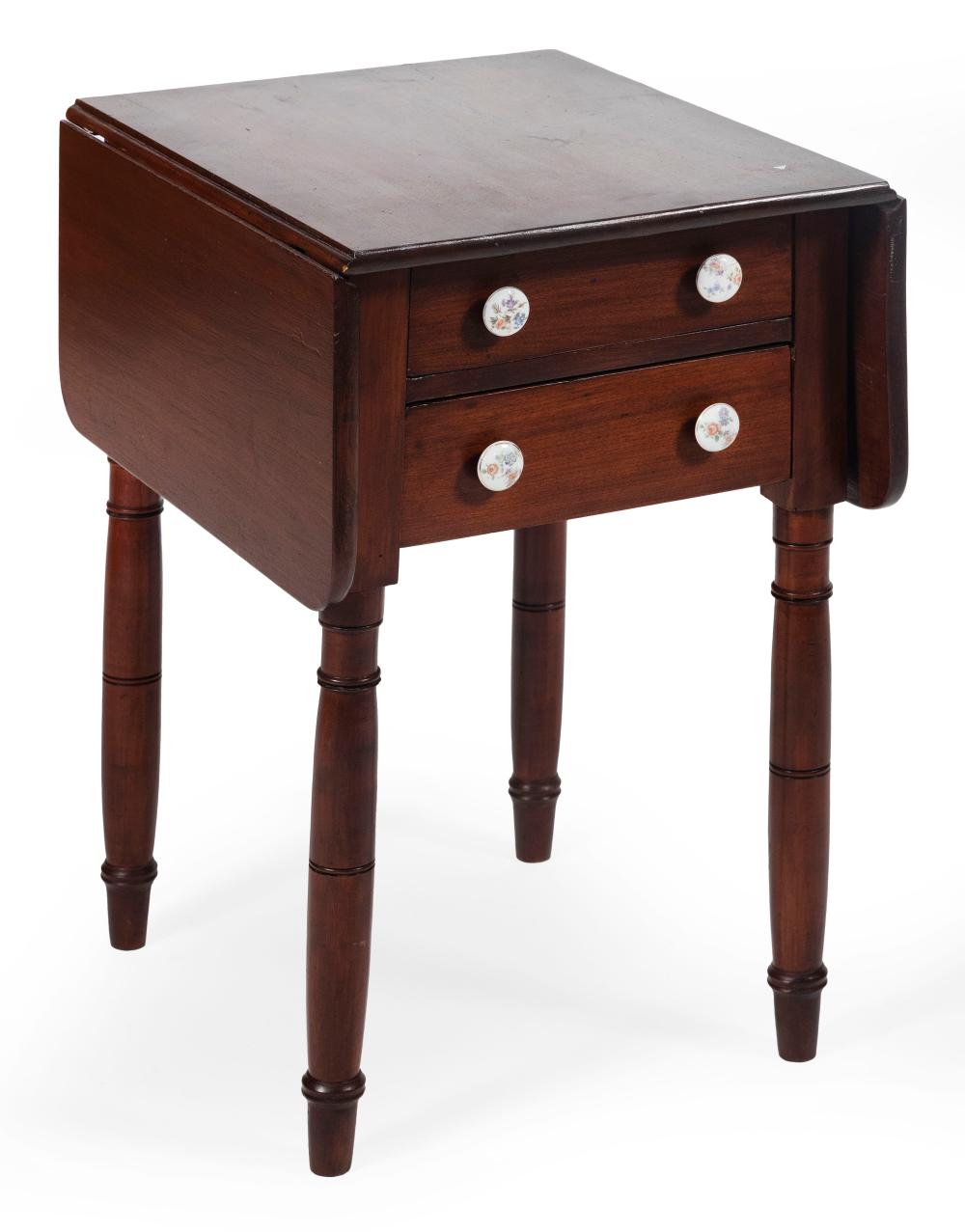TWO-DRAWER DROP-LEAF STAND 19TH