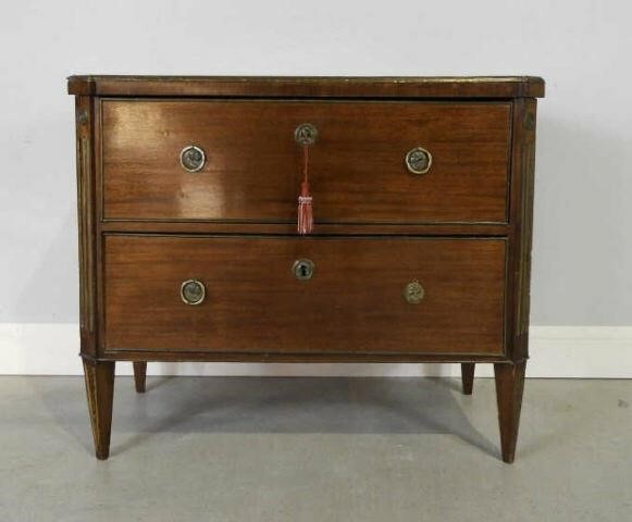 TWO DRAWER MAHOGANY COMMODE,