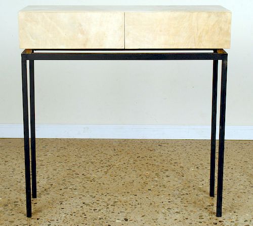 TWO DRAWER PARCHMENT COVERED