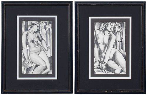 TWO DRAWINGS AFTER TAMARA DE