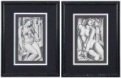 TWO DRAWINGS AFTER TAMARA DE L