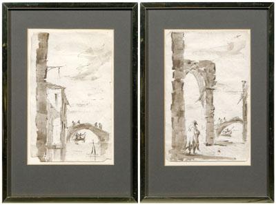 Two drawings, follower of Guardi: