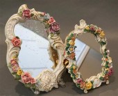 TWO DRESDEN FLORAL ENCRUSTED P