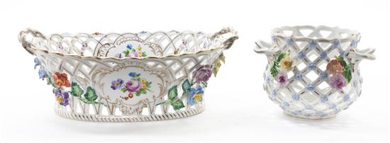 Two Dresden Porcelain Baskets one