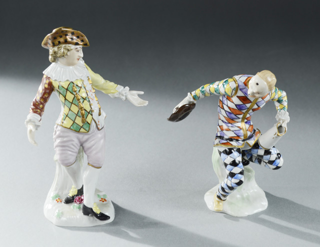 TWO DRESDEN PORCELAIN COURT