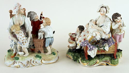 TWO DRESDEN PORCELAIN FIGURAL
