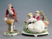 TWO DRESDEN PORCELAIN LACE FIG