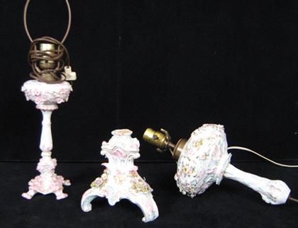 Two Dresden style porcelain lamps