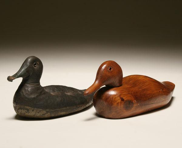 Two duck decoys; vintage canvas
