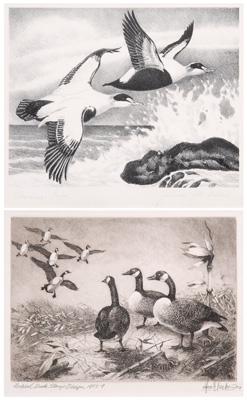 Two duck stamp prints, 1957-1958,