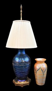 TWO DURAND ART GLASS THREAD VA