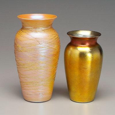 Two Durand art glass vases: one