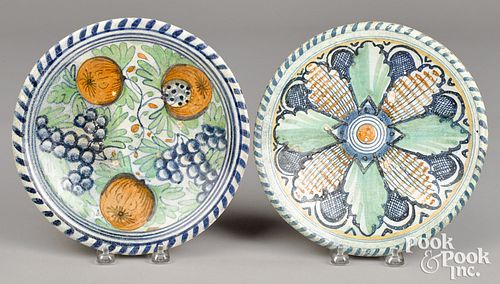 TWO DUTCH BLUE DASH DELFT PLATES,