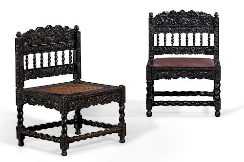 TWO DUTCH COLONIAL EBONY LOW SIDE