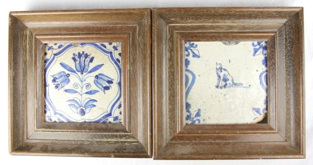 Two Dutch Delft blue and white