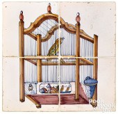 TWO DUTCH DELFT FOUR TILE BIRD