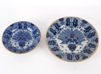 Two Dutch Delft peacock pattern